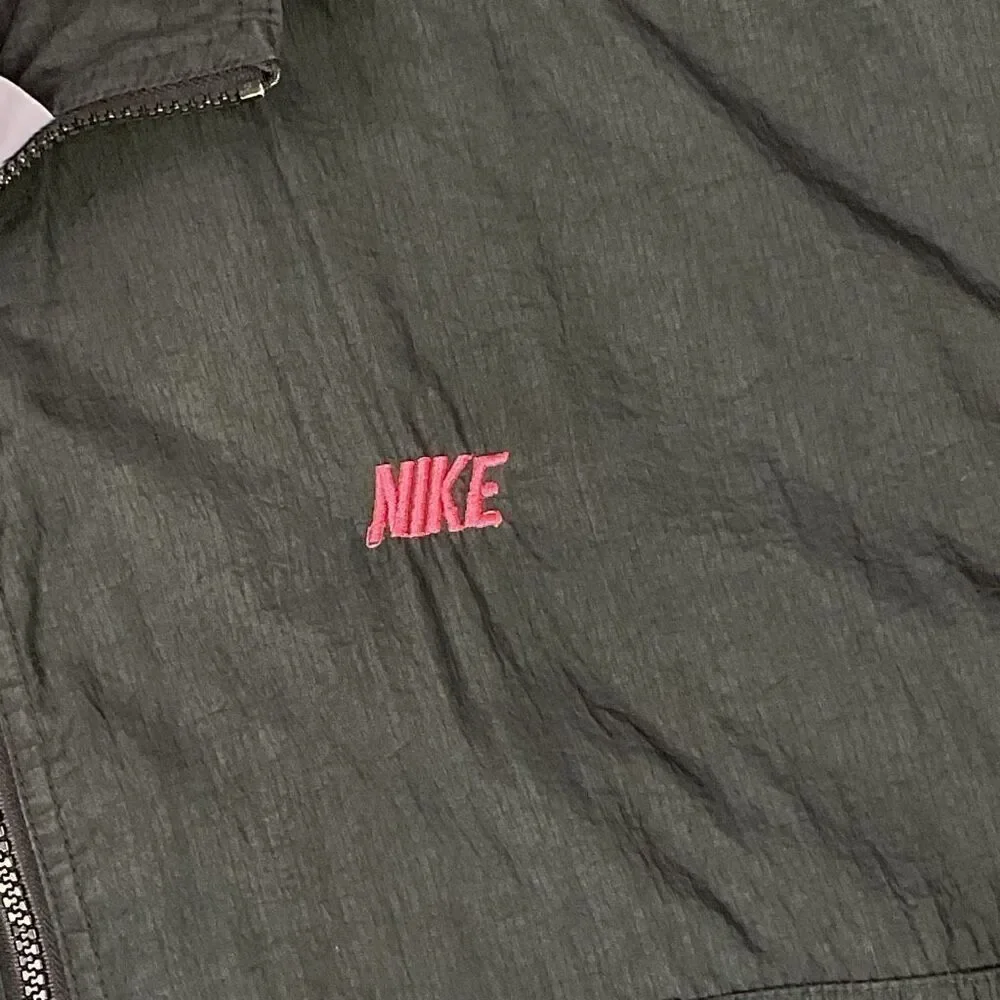 Vintage Nike Grey Label Men’s Large Black Nylon Windbreaker Anorak Jacket